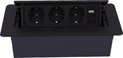 Produktbild von Desktop-Pop-up-Steckdose mit 3 Steckdosen, 20 W, USB-A- und USB-C-Anschlüssen, Pop-up-Steckdosenleiste für den Schreibtisch, für das Büro