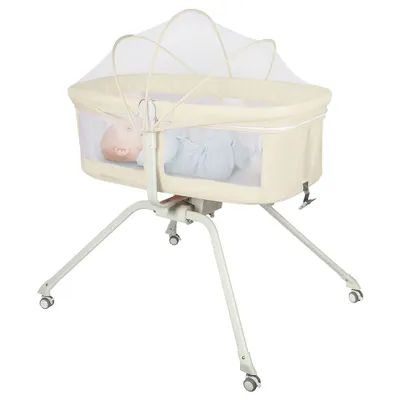 Produktbild von 2 in 1 Beistellbett Baby mit Matratze & Moskitonetz,Reisebett Babys,Kinderreisebett, Reisegitterbett,Co-Sleeper für Neugeborene Kleinkind 90x70x103cm