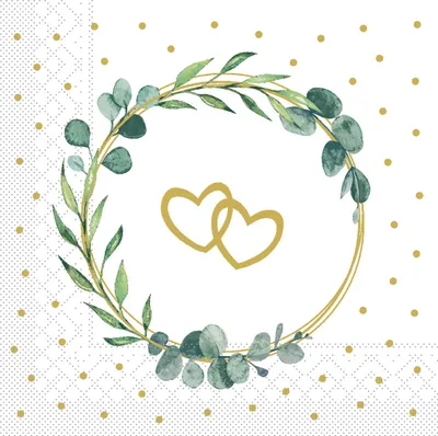 Produktbild von 50 Servietten Eukalyptus Herz Hochzeit Linclass Airlaid