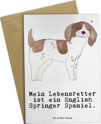Produktbild von Mr. & Mrs. Panda babykarte English Springer Spaniel Lebensretter - Weiß - Geschenk, weihnachtskarten, Grußkarte, genesungskarte, osterkarte, einladungskarten