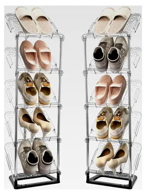 Produktbild von Schmaler Schuhregal mit 5 Ebenen, platzsparende schräge Schuhablage, multifunktionales Standregal für Flur, Schlafzimmer und Arbeitszimmer
