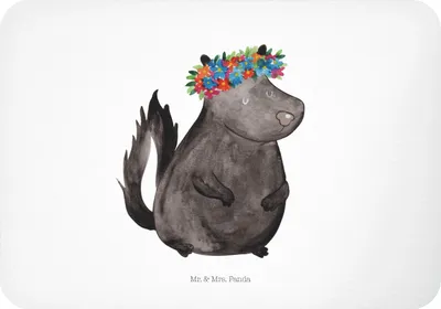 Produktbild von Mr. & Mrs. Panda magnet Stinktier Mädchen - Weiß - Geschenk, Namaste, Raubtier, Yoga, Skunk, haftmagnet, Kühlschrankmagnet, whiteboardmagnet, mdf, zettelhalter, Wildtier