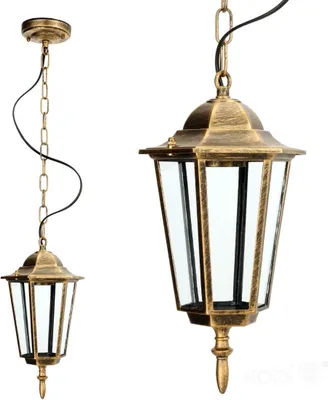 Zdjęcie produktu dla Lampa wisząca zewnętrzna ogrodowa złota na łańcuchu 1xE27 50W LO4105 IP54 Kobi