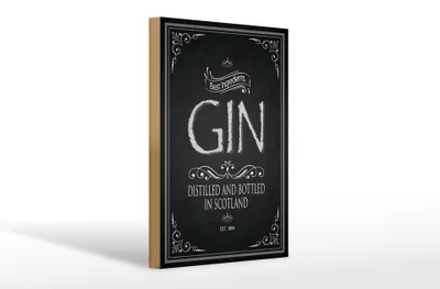 Produktbild von Holzschild Alkohol 20x30cm Gin best ingredients scotland