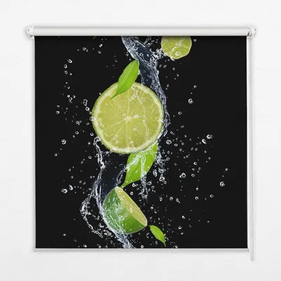 Produktbild von Seitenzug-Rollo Fensterrollo Jalousie - Thermo-Rollo Verdunkelungsrollo - 100x240 cm - Fallende Limette im Wasser