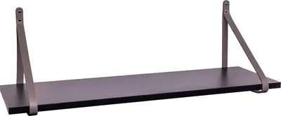 Produktbild von ABRATO® Wandregal Schwarz 120x25x1,8 cm Schweberegal mit Ledergurten Aufhängung Grau