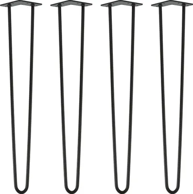Produktbild von Natural Goods Berlin HAIRPIN Legs, Haarnadelbeine, Möbelfüße, Tischbeine, Schwarz, 71 cm, 2 Streben, 4 Stück