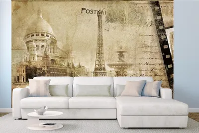 Produktbild von Vlies Fototapete RETRO PARIS-POSTKARTE 375 x 250 cm (inkl. Kleister) - Vlies Tapete, Wandtapete, Wandbilder - Tapete für Wohnzimmer Schlafzimmer, Büro, Küche - Montagefertig