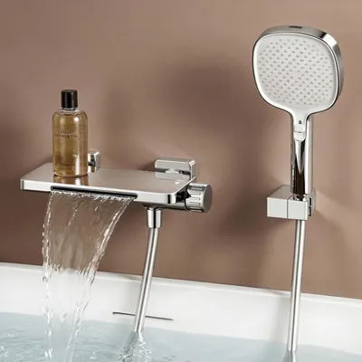Image de doporro Système de Douche avec Douchettes Douche à Main Robinet Baignoire Pommeau de Douche Chromé 3 Modes de Jet en Laiton Salle de Bain DSN-403