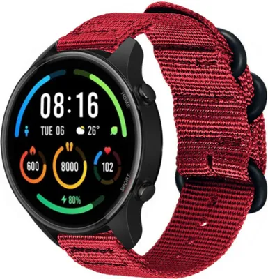 Produktbild von Strap-it Xiaomi Mi Watch Nylon Schnallenarmband (Rot)