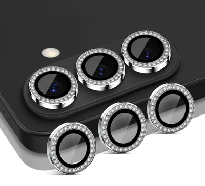 Produktbild von Kamera Linsenschutz Glas Set mit Schmucksteinen für Samsung Galaxy S26 Schutzglas Camera Linse Panzerfolie 9H Silber