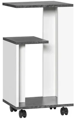 Obrázek produktu pro Noční stolek se 3 poličkami a kolečky | Barva: šedá/bílá | Rozměry: 35 x 29,5 x 65,5 cm