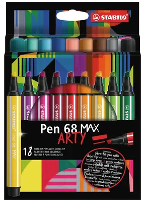 Obrázek produktu pro STABILO Pen 68 MAX, 18 barva/barev, Různé barvy, 5 mm, 1 mm, Vícebarevný, Kulatý