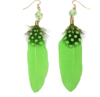 Produktbild von 1 Paar Feder Ohrringe Strass Boho Grün