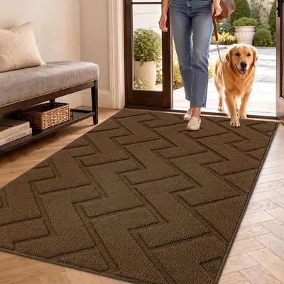 Immagine prodotto di Tappetino per interni ed esterni, lavabile, antiscivolo, ideale per raccogliere lo sporco, dimensioni 90x150 cm, colore marrone scuro