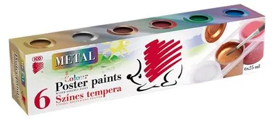 Obrázek produktu pro Temperová barva "Ježek", 6 různých metalických barev, v kelímku, ICO 7270118006