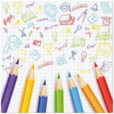 Produktbild von 20 Servietten Funny School - Buntstifte für die Schule 33x33cm