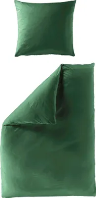Produktbild von JACK by Bierbaum Uni Fein Biber Bettwäsche einfarbig Pinie Grün 100% Baumwolle, Größe:155x220cm Bettwäsche
