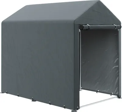 Produktbild von Outsunny Garagenzelt, 1,2 x 1,79 x 1,65 m Lagerzelt mit UV-Schutz, Reißverschlusstür, Wasserabweisend Foliengarage für Gartengeräte, Dunkelgrau