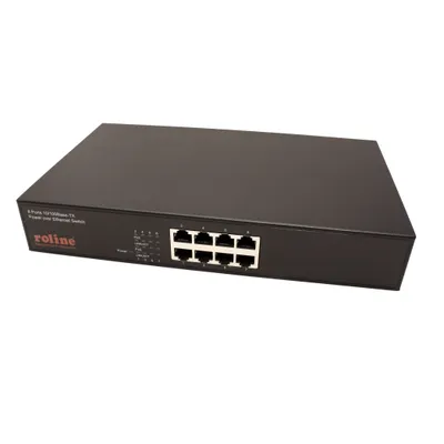 Obrázek produktu pro ROLINE PoE Fast Ethernet Switch, 130 W, 8 Ports aaa, 10,100 Mbit/s, Cat. 5 UTP/STP, IEEE 802.3, IEEE 802.3af, IEEE 802.3u, IEEE 802.3x, Černá, 15,4 W, 50/60 Hz