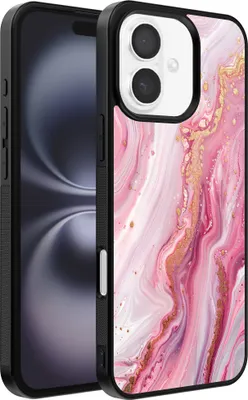 Produktbild von Smartphonica Handytasche Geeignet für iPhone 16 mit Marmordruck - TPU Rückseite Abdeckung Fall Marmor Design - Pink
