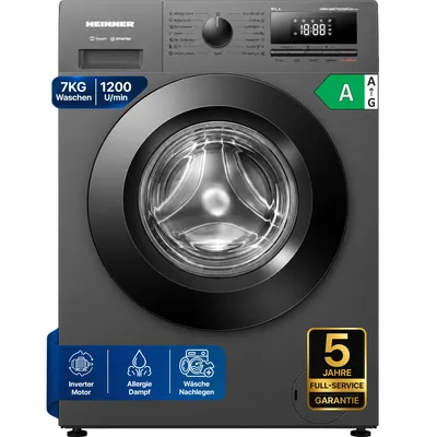 Produktbild von Heinner HWM-HME712IVSMTG Waschmaschine 7 kg, 1200 U/min, Inverter, Titangrau