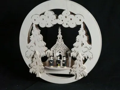 Produktbild von Fensterbild mit Haus Weihnachtsmann und Beleuchtung BxHxT 32x32x4cm NEU