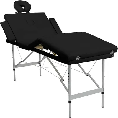 Image de Table de massage pliable - Table portable - Pour usage professionnel - Structure en aluminium - 186 x 68 cm - Noir