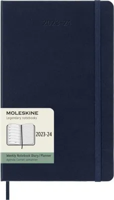 Produktbild von Moleskine 18 Monate Wochen Notizkalender 2023/2024, L/A5, 1 Wo = 1 Seite, Rechts Linierte Seite, Hard Cover, Saphir