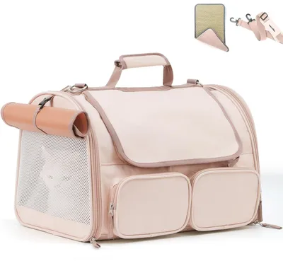 Produktbild von Katzentransportbox Tragetasche Haustiertasche - 44,5 x 30 x 29 cm - Mit 4 Gazefenstern - Faltbar - Bis 20 kg