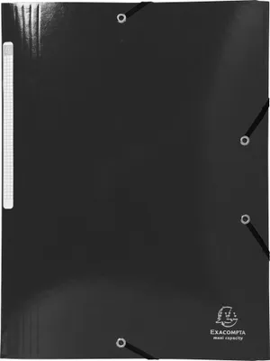 Produktbild von Exacompta 25x Sammelmappe +3 Klappen Gummizug MAXI Karton 425g A4 Schwarz 55821E