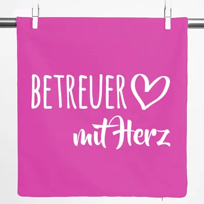 Produktbild von Huuraa Kissenbezug Betreuer mit Herz 40x40cm Fuchsia Baumwolle Dekokissenbezug Geschenkidee