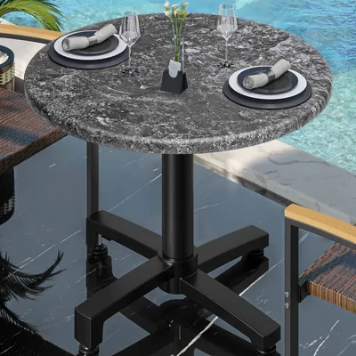 Produktbild von WBO | Bistro Außen Tisch | Ø:H 60 x 78,5 cm | Felsen / Schwarz | Rund | Bistro Tisch Gastro Tisch