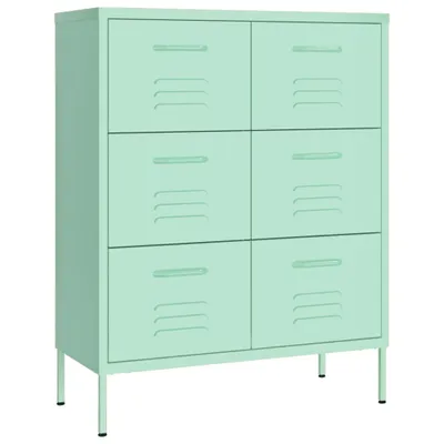 Produktbild von Schubladenschrank Minzgrün 80x35x101,5 cm Stahl