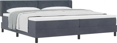 Produktbild von Boxspringbett mit Kopfteil Dunkelgrau 200 x 200 cm Samt