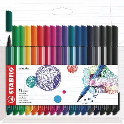 Produktbild von STABILO Filzschreiber - pointMax - 18er Pack - 15 verschiedene Farben
