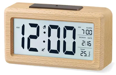 Holz-Digitalwecker mit großem LCD-Display, 11 cm