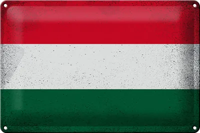 Produktbild von Blechschild Flagge Ungarn 30x20cm Flag of Hungary Vintage