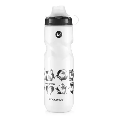 Produktbild von ROCKBROS Trinkflasche Auslaufsicher, Wasserflasche Einhandöffnung Sichere Verriegelung, 750ml BPA-frei, Fahrradflasche Weiß