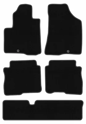 Zdjęcie produktu dla Dywaniki samochodowe welurowe BASIC do: Hyundai SantaFe II (2006-2012, 7 osób) czarne, z mocowaniami