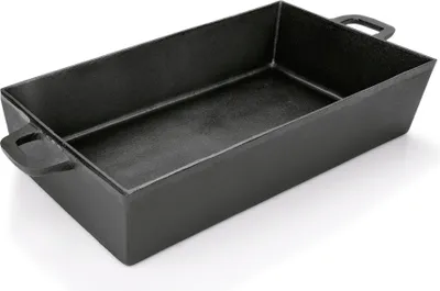 Obrázok produktu pre Liatinový pekáč, s pevnými držadlami, 52(64)x31 cm, voliteľná výška 10/15 cm : Pekáč GN 1/1 s držadlami, 52 x 31 x 10 cm, Variant: Pekáč GN 1/1 s držadlami, 52 x 31 x 10 cm