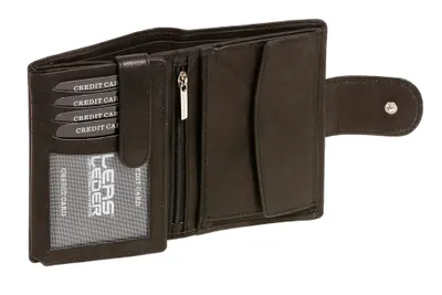 Produktbild von LEAS Damenbörse und Herrenbörse mit Außenriegel im Hochformat Echt-Leder, schwarz Special-Edition