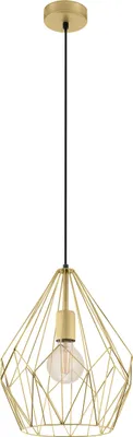 Produktbild von EGLO Pendellampe Carlton, 1 flammige Vintage Pendelleuchte, Retro Hängelampe aus Stahl in Gold matt, E27 Fassung