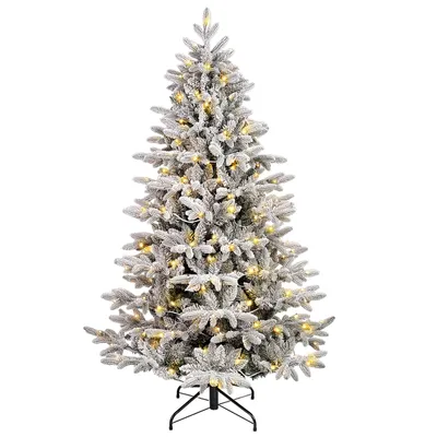 Produktbild von Salcar 210cm Künstlicher Weihnachtsbaum mit Schnee inkl. 1898 Spitzen PE+PVC Nadeln, 500 warmweiße LED-Leuchten & Metallständer, Tannenbaum