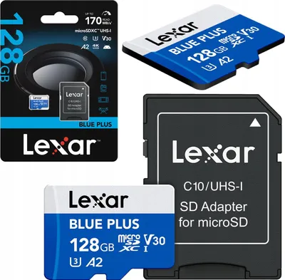 Zdjęcie produktu dla Lexar BLUE PLUS, 128 GB, MicroSDXC, UHS-I, 170 MB/s, Class 3 (U3), V30