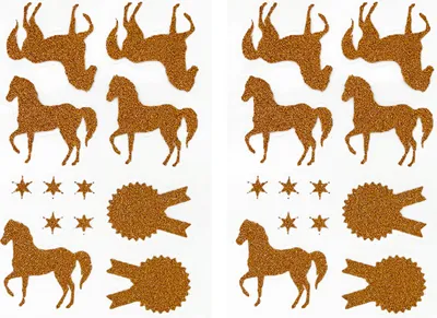 Zdjęcie produktu dla Oblique Unique 24 naklejki z motywem konia – brokatowe naklejki do rękodzieła, zabawy, scrapbookingu, dekoracji i nie tylko – brązowe