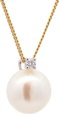 Produktbild von Gold Anhänger Brillant und Perle mit Goldkette 585-14 Karat Gold 42 cm
