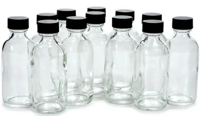 12 klare Glasflaschen 2 oz mit Deckeln