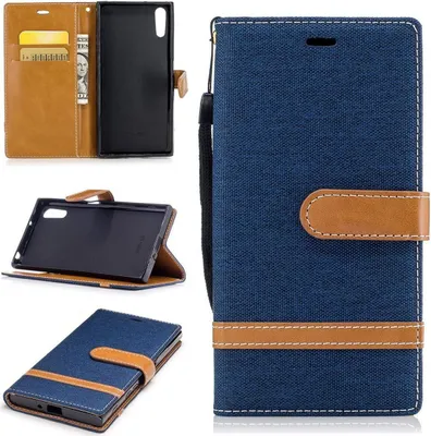 Produktbild von Tasche für Sony Xperia XZs Jeans Cover Handy Schutz Hülle Case Dunkelblau