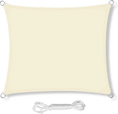 Obrázek produktu pro Sluneční plachta včetně upevňovacích lan, PES polyester, voděodolná, čtvercová sluneční plachta 3,6 x 3,6 m s 98% UV ochranou pro venkovní použití, terasu, zahradu, terasu, kempování, krémová